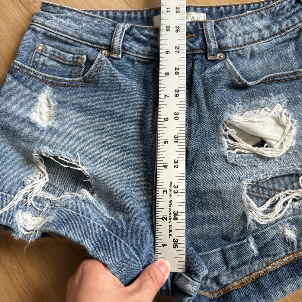 Bullhead Distressed Denim Mom Jean Shorts - Picture 3 of 9